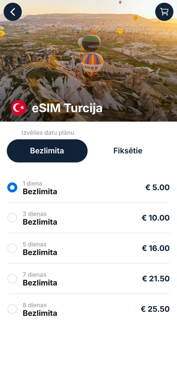 Pasirinkite tinkamą eSIM planą